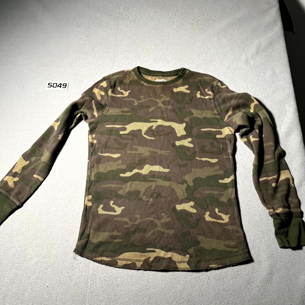 Mossimo Supply Co. Thermal Shirt Mens Medium Green Camouflage Cotton Waffle Knit